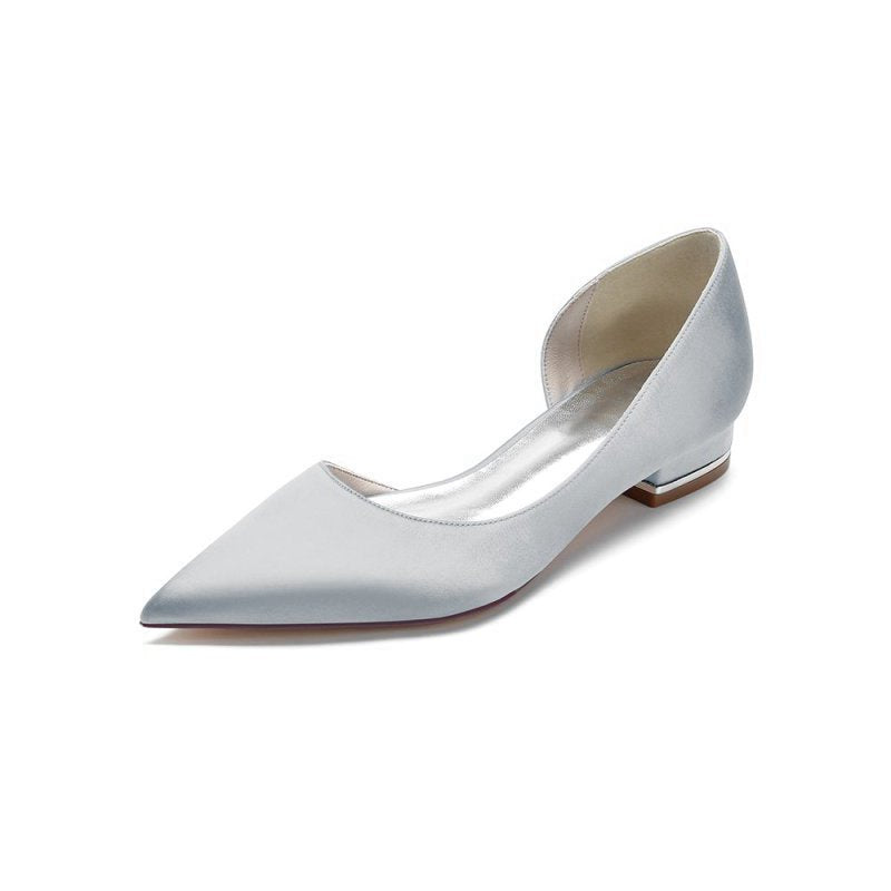 Simple Satin Pointed Toe Kitten Heels