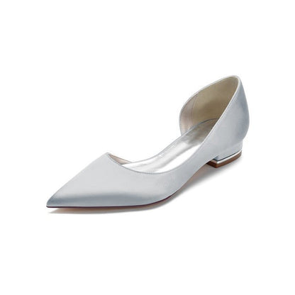 Simple Satin Pointed Toe Kitten Heels