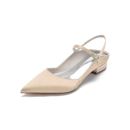 Satin Pointed Toe Buckle Kitten Heels