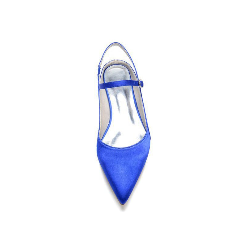 Satin Pointed Toe Buckle Kitten Heels