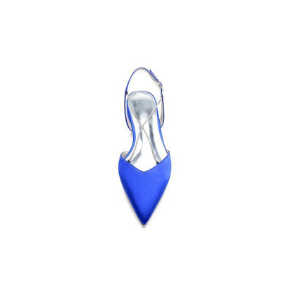 Satin Pointed Toe Beading Buckle Kitten Heels