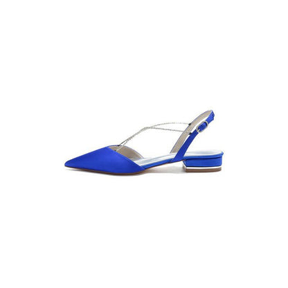 Satin Pointed Toe Beading Buckle Kitten Heels