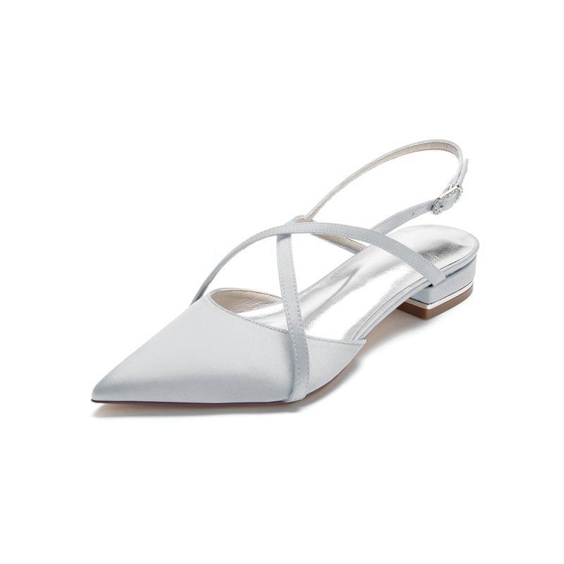 Simple Pointed Toe Ankle Straps Kitten Heels