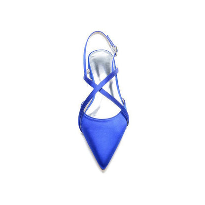Simple Pointed Toe Ankle Straps Kitten Heels