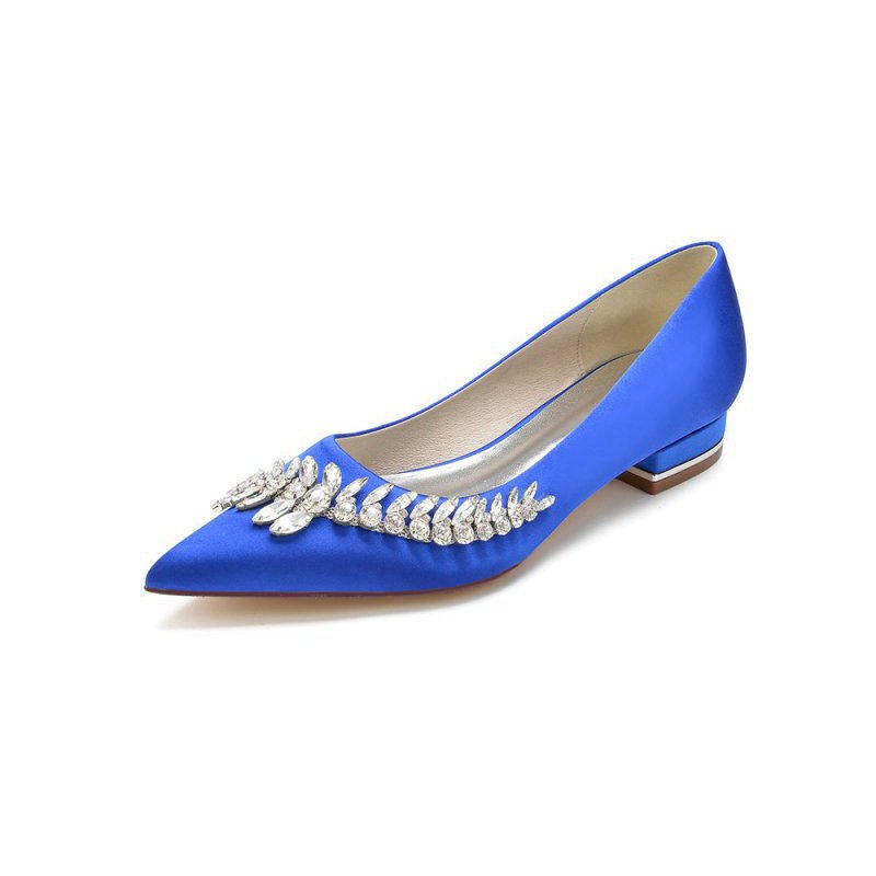 Satin Pointed Toe Beading Kitten Heels