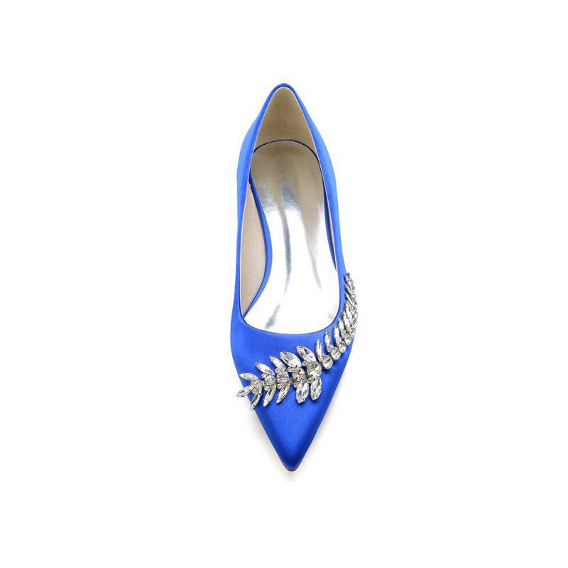 Satin Pointed Toe Beading Kitten Heels