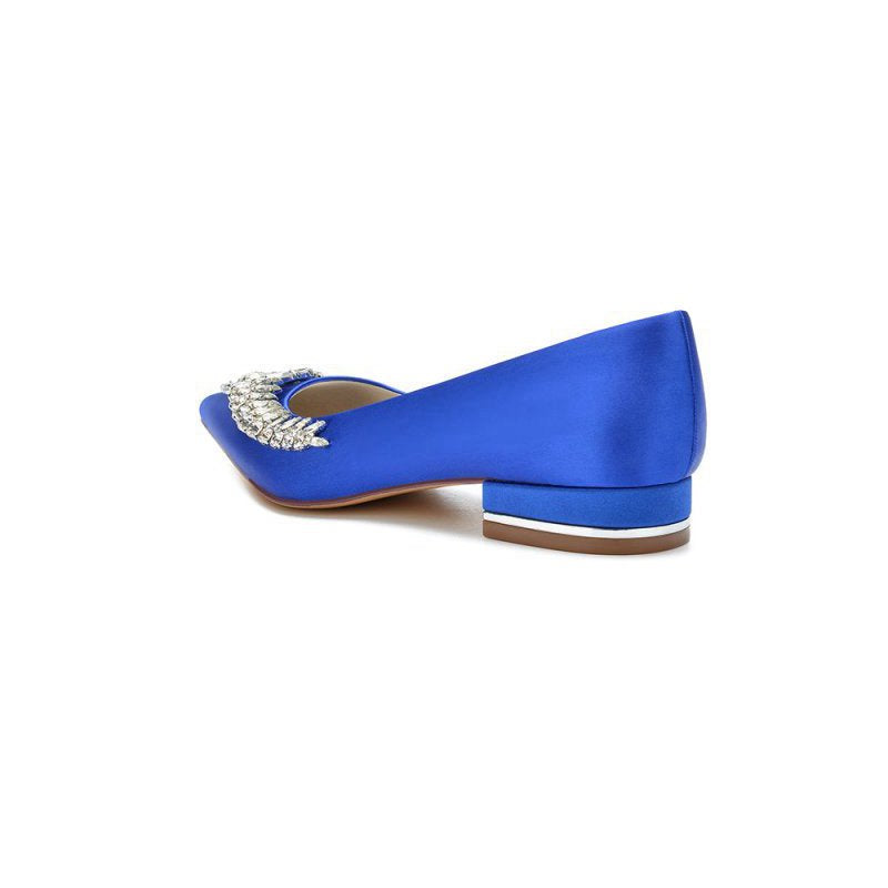 Satin Pointed Toe Beading Kitten Heels