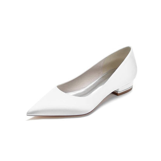 Simple Pointed Toe Satin Low Heels