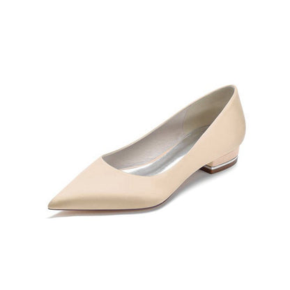 Simple Pointed Toe Satin Low Heels