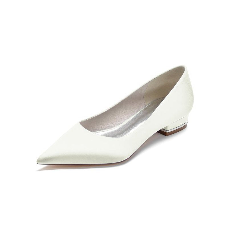 Simple Pointed Toe Satin Low Heels