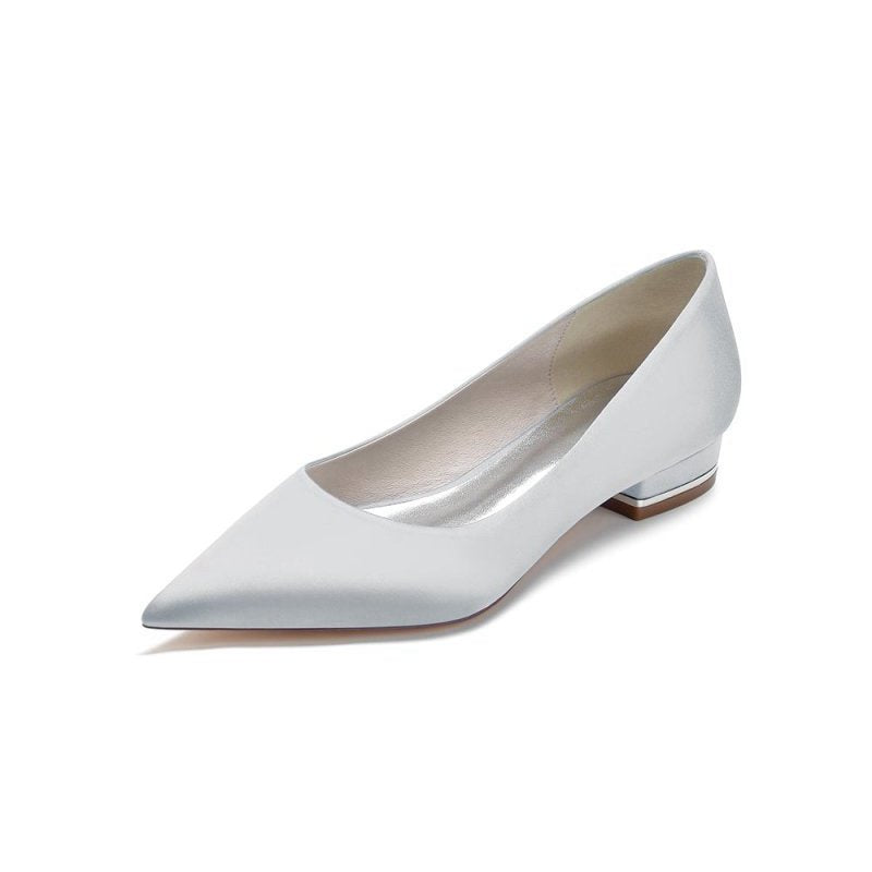 Simple Pointed Toe Satin Low Heels