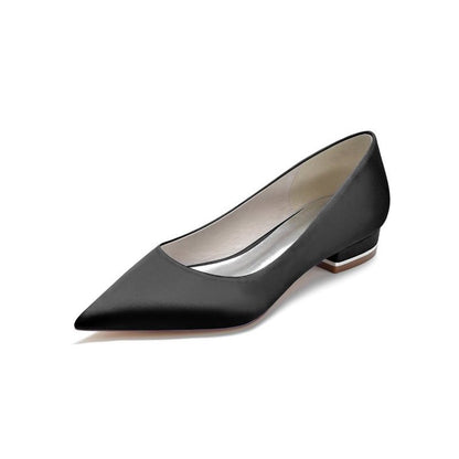 Simple Pointed Toe Satin Low Heels