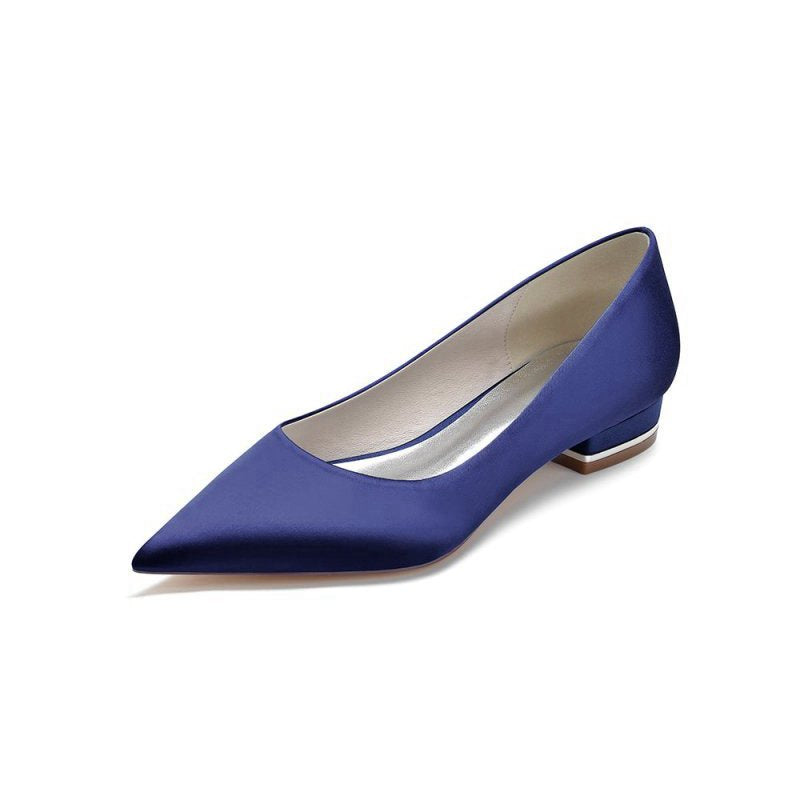 Simple Pointed Toe Satin Low Heels