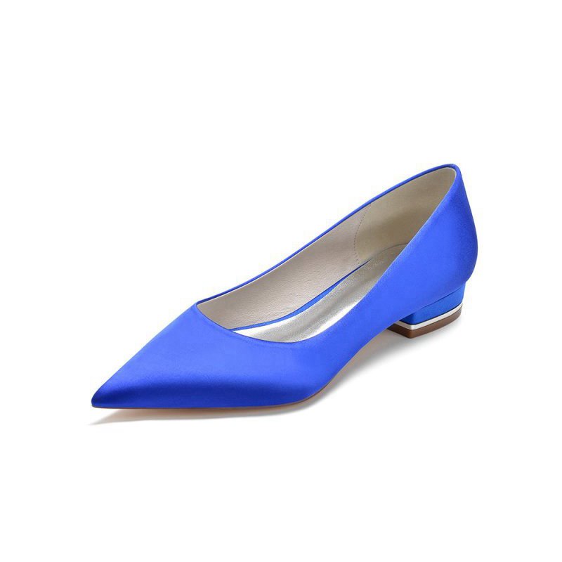 Simple Pointed Toe Satin Low Heels