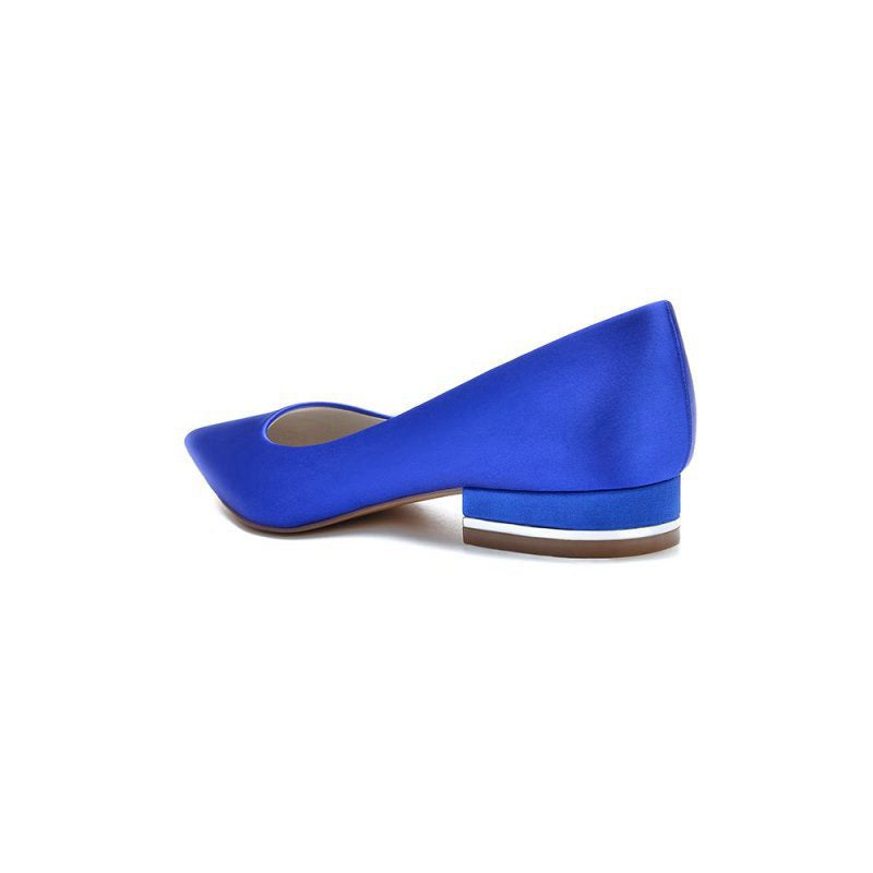 Simple Pointed Toe Satin Low Heels