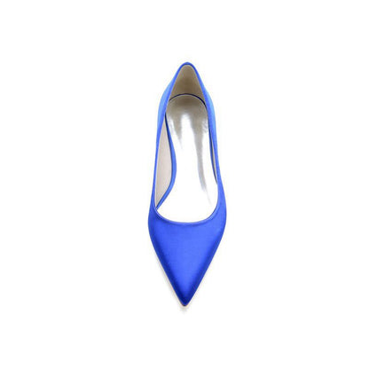Simple Pointed Toe Satin Low Heels