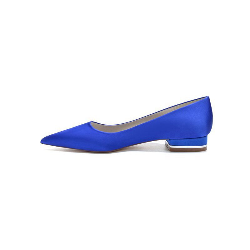 Simple Pointed Toe Satin Low Heels