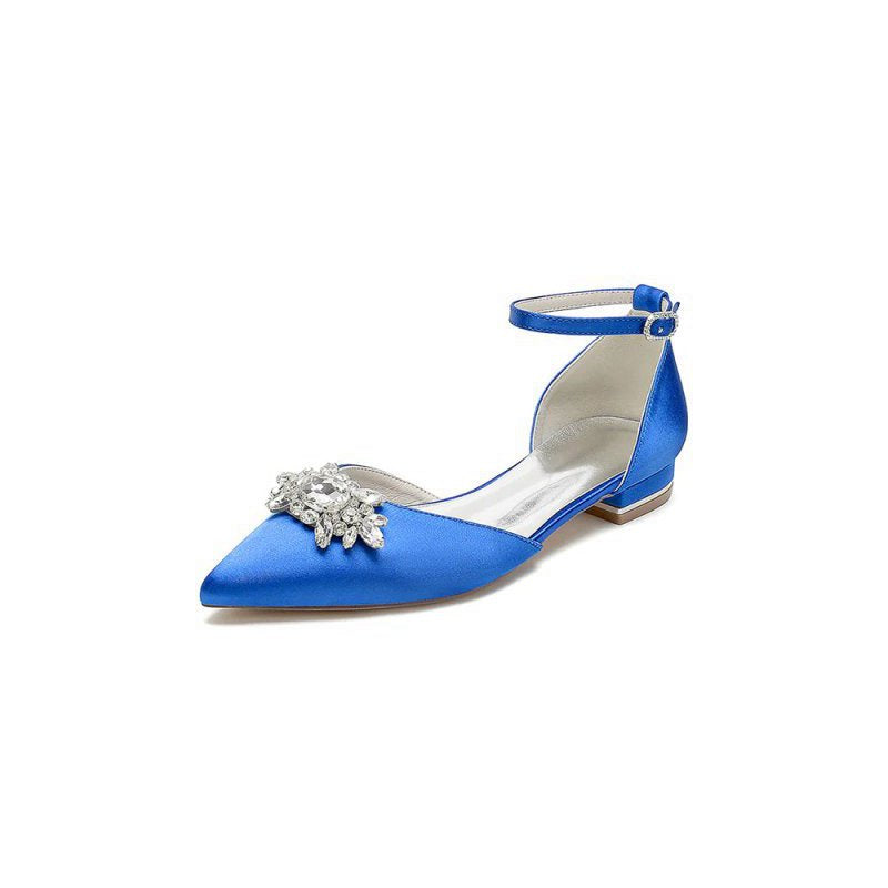 Pointed Toe Rhinestone Ankle Strap Kitten Heels
