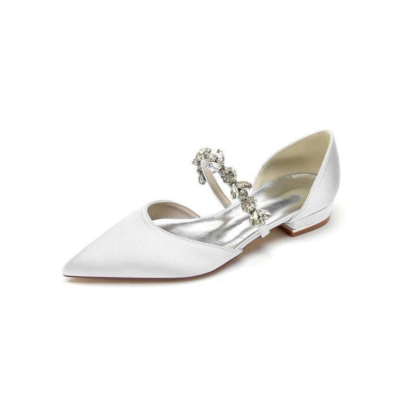 Rhinestone Pointed Toe Low Heels