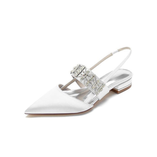 Pointed Toe Rhinestone Beaded Kitten Heels