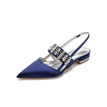 Pointed Toe Rhinestone Beaded Kitten Heels