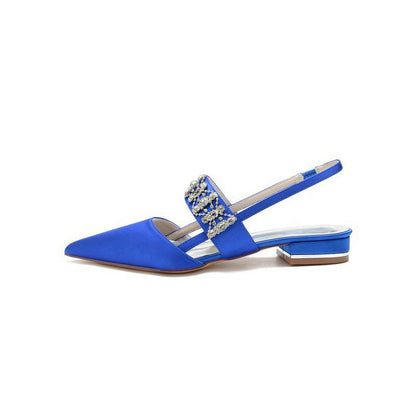 Pointed Toe Rhinestone Beaded Kitten Heels