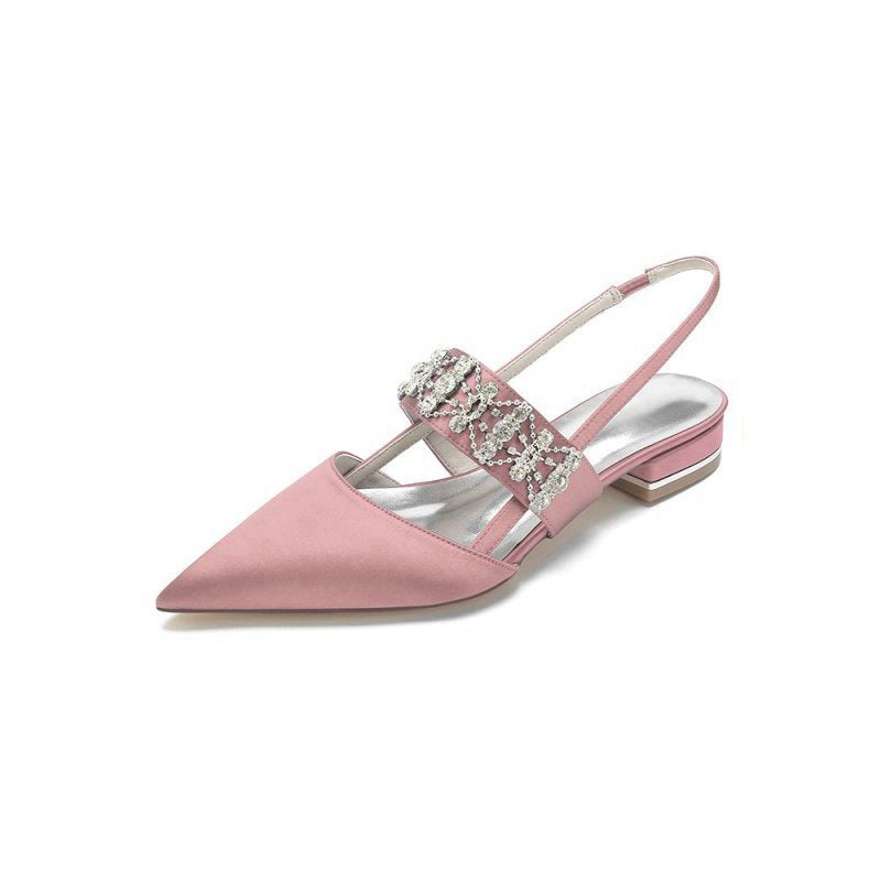 Pointed Toe Rhinestone Beaded Kitten Heels