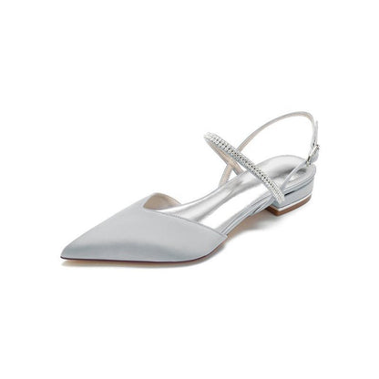 Diamond Pointed Toe Buckle Kitten Heels