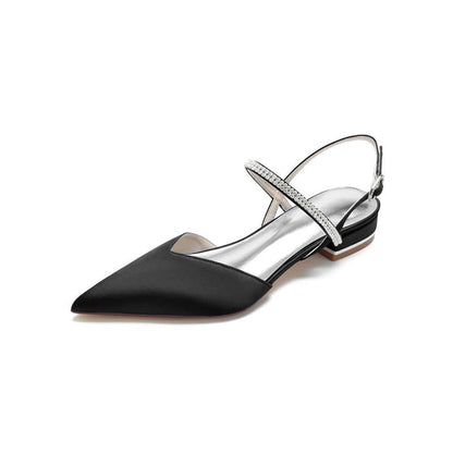 Diamond Pointed Toe Buckle Kitten Heels