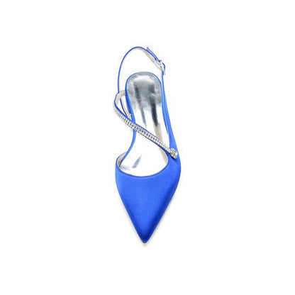 Beaded Pointed Toe Buckle Kitten Heels