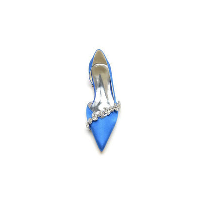 Chic Rhinestone Pointed Toe Kitten Heels