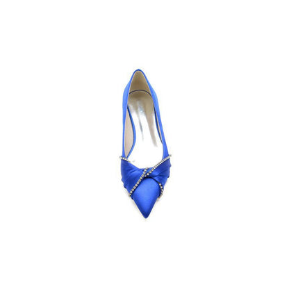 Beading Pointed Toe Satin Kitten Heels