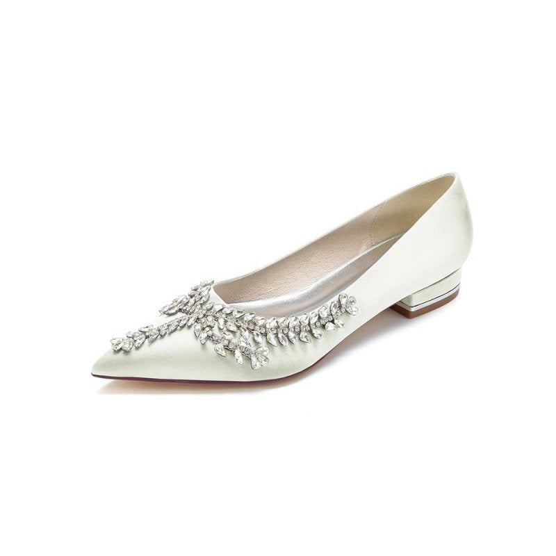 Rhinestone Pointed Toe Kitten Heels