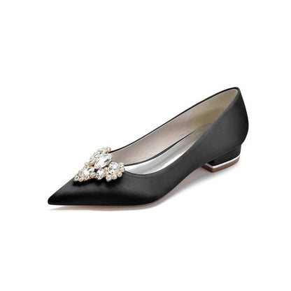 Pretty Pointed Toe Rhinestone Kitten Heels