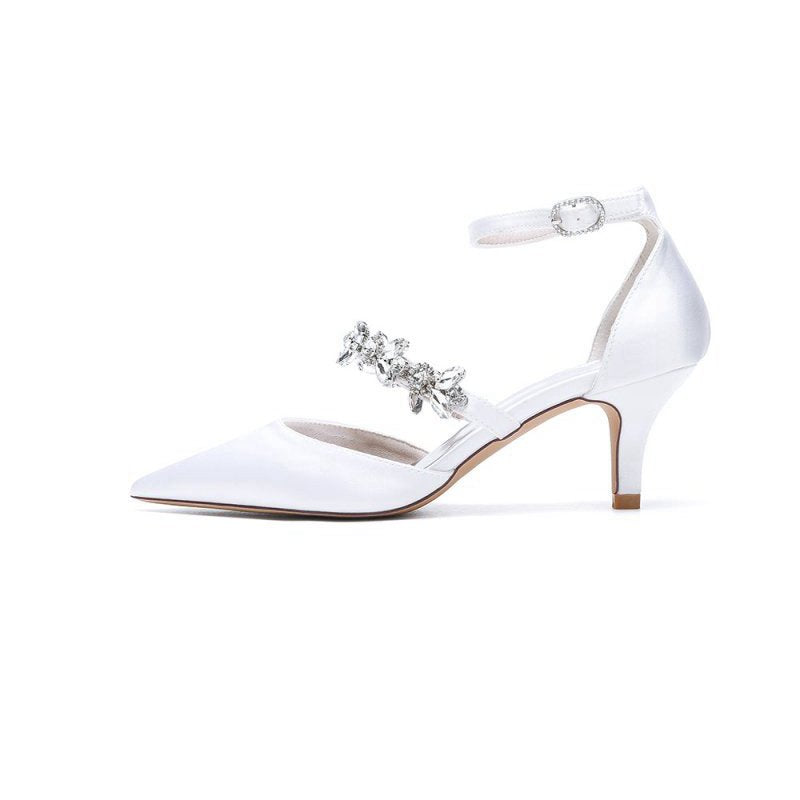 Pointed Toe Rhinestone Ankle Straps High Heels