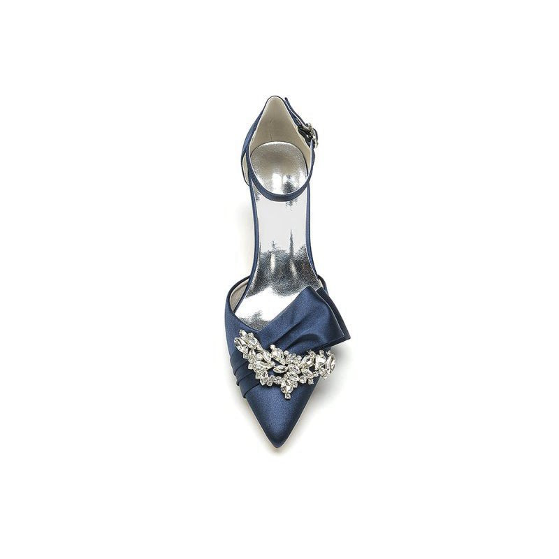 Rhinestone Pointed Toe Satin High Heels