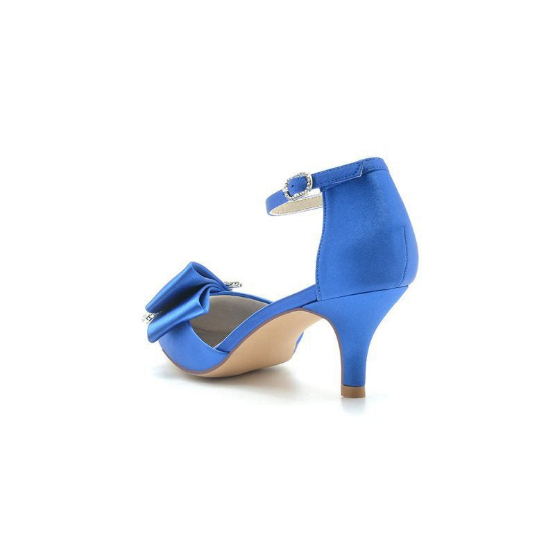 Rhinestone Pointed Toe Satin High Heels