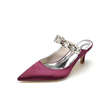 Beading Pointed Toe Rhinestone High Heels