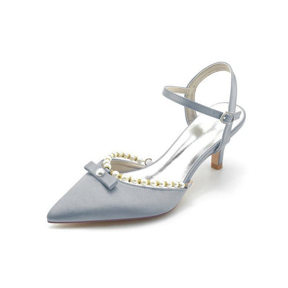 Pearl Satin Pointed Toe High Heels