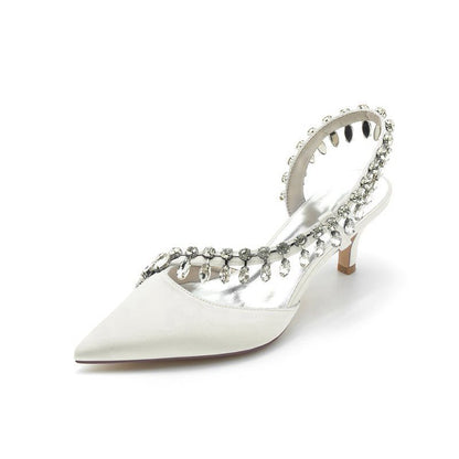 Rhinestone Beaded Pointed Toe High Heels