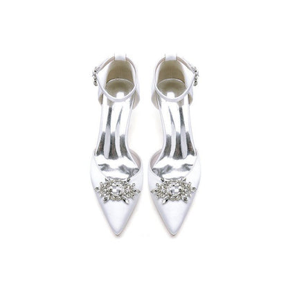Pointed Toe Rhinestone Kitten Heels