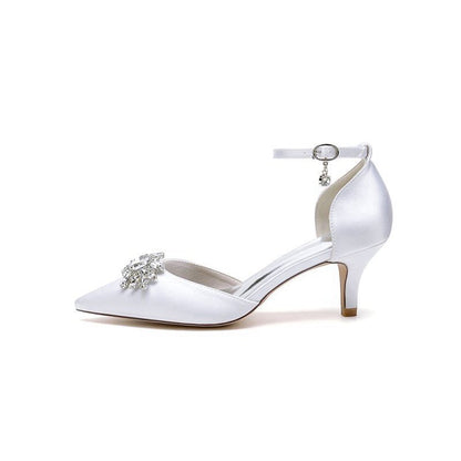 Pointed Toe Rhinestone Kitten Heels
