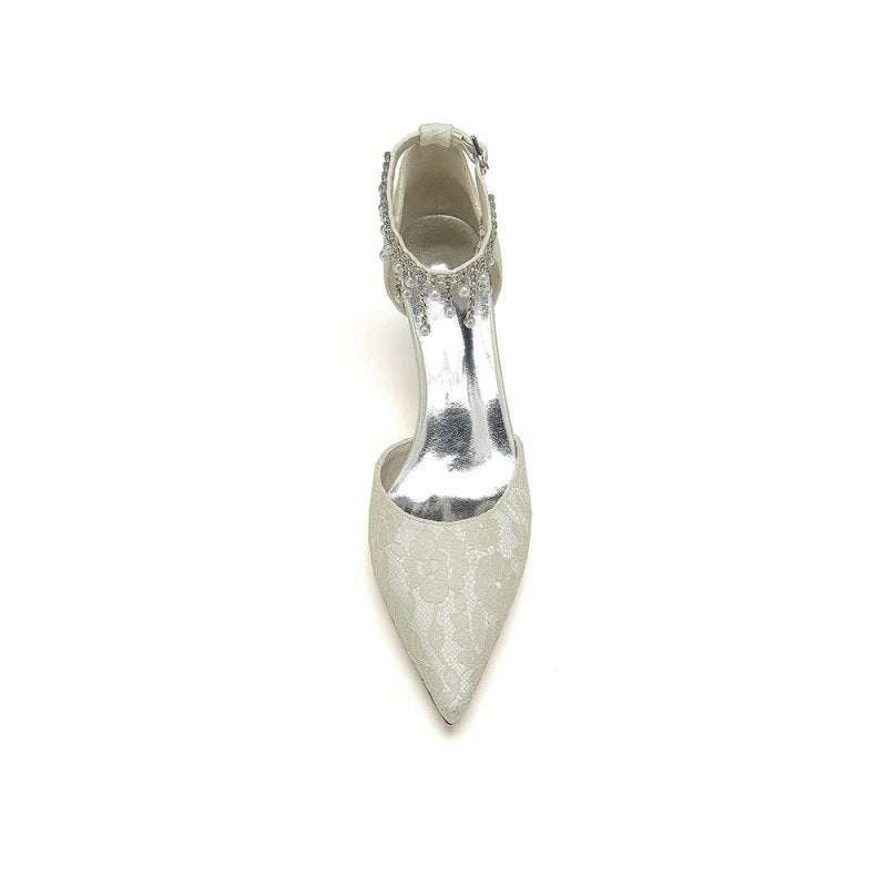 Pointed Toe Pearl Chain Strap High Heels