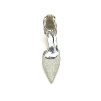 Pointed Toe Pearl Chain Strap High Heels