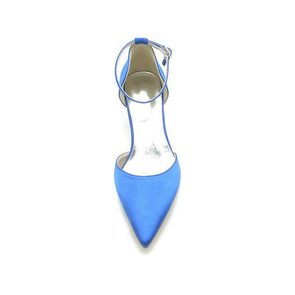 Simple Pointed Toe Satin Kitten Heels