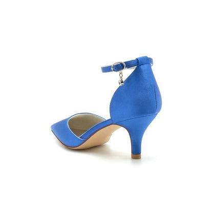 Simple Pointed Toe Satin Kitten Heels