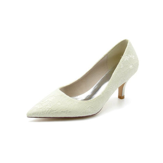 Lace Pointed Toe Kitten Heels