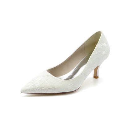 Lace Pointed Toe Kitten Heels