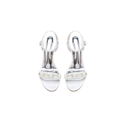 Open Toe Pearl Stiletto Heels