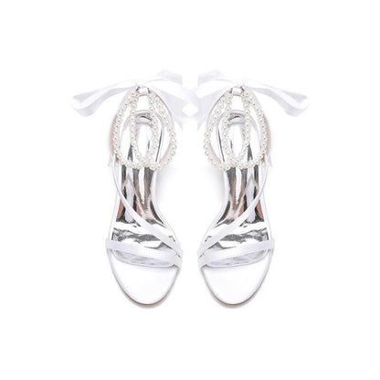 Pearl Open Toe Ankle Strap High Heels